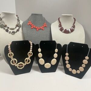 6 Vintage Bib Necklaces and Chokers Peach Cream Orange Pink